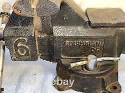 Vintage HEAVY DUTY Cast Iron COLUMBIAN D6 6 Bench VISE Anvil Pipe SWIVEL BASE