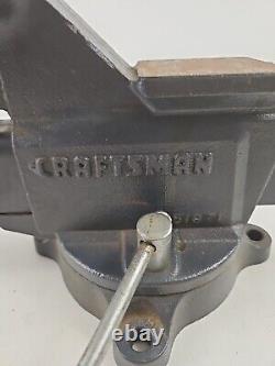 Vintage Heavy Duty Craftsman USA Vise 5 1/2 4 Bolt Swivel Base 51871 Nice