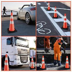 8 Cônes de signalisation LED lumineux avec base robuste pour les premiers intervenants, 28 pouces, pliables.