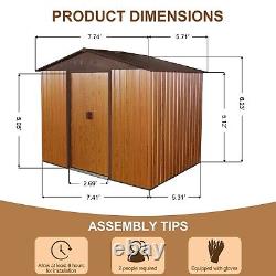 Abri de jardin en métal robuste de grande taille de 8x6 pieds avec base de sol et porte verrouillable