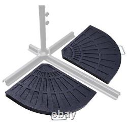 Base de parasol déporté à contrepoids pour patio en forme de ventilateur en 2 pièces, robuste et durable