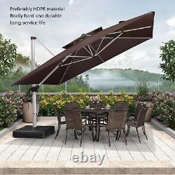 Base de parasol déporté remplissable de 120 kg pour patio extérieur, résistant aux intempéries et remplissable d'eau, fabriqué aux États-Unis.