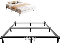 Cadre de lit King, base robuste de 9 pouces pour sommier à ressorts, support à 9 pieds, assemblage facile