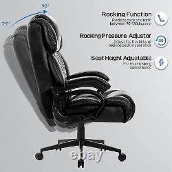 Chaise de bureau à base métallique résistante, dossier haut réglable, grande taille et capacité de charge de 400 lb