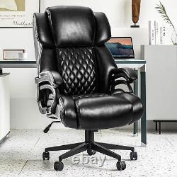Chaise de bureau à base métallique résistante, dossier haut réglable, grande taille et capacité de charge de 400 lb