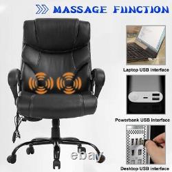 Chaise de bureau ergonomique Chaise d'ordinateur 400 lb. Base métallique robuste Massage Des