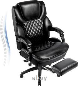 Chaise de bureau grande et haute avec dossier haut, supportant jusqu'à 400 lb, avec repose-pieds et base robuste ajustable