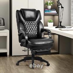 Chaise de bureau grande et haute avec dossier haut, supportant jusqu'à 400 lb, avec repose-pieds et base robuste ajustable