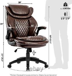 Chaise de bureau grande et haute avec dossier inclinable ajustable et base robuste pour personnes de 400 lb