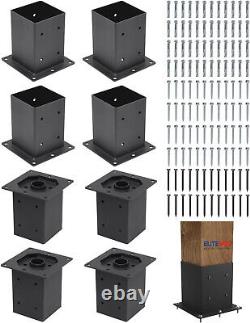 Kit de base de poteau 4x4 robuste pour terrasse, clôture, boîte aux lettres, supports de pergola (lot de 8)