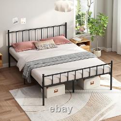 Queen Size Plateforme de lit en métal noir Cadre de lit robuste Base de lit avec H