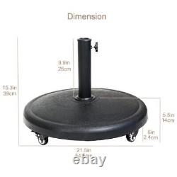 Support de base rond robuste de 44 lb avec roulettes pour patio extérieur