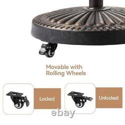 Support de base rond robuste de 52 lb avec roues pivotantes pour patio extérieur
